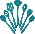 Silicone Cooking Utensils Set, E-far 7-Piece Blue Heat Resistant Kitchen by E-far
