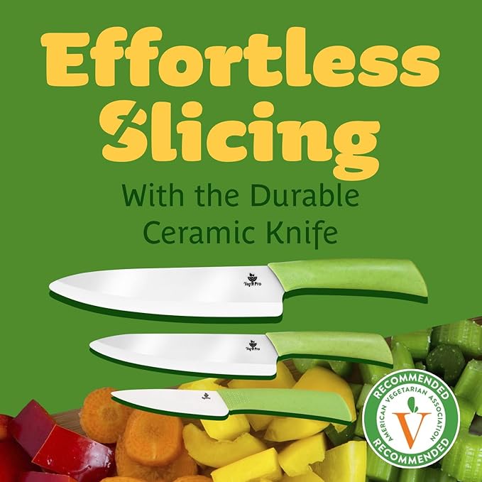 Ceramic Knife Set with Ergonomic Handle, Non-Reactive and Professional Chopping - Image 2