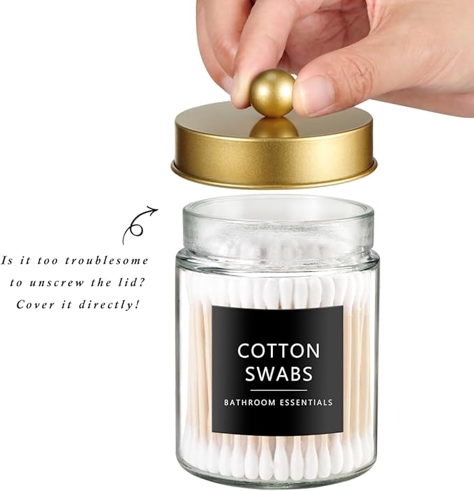 SheeChung Qtip Dispenser Holder 1pcs, Glass apothecary jars - Image 4