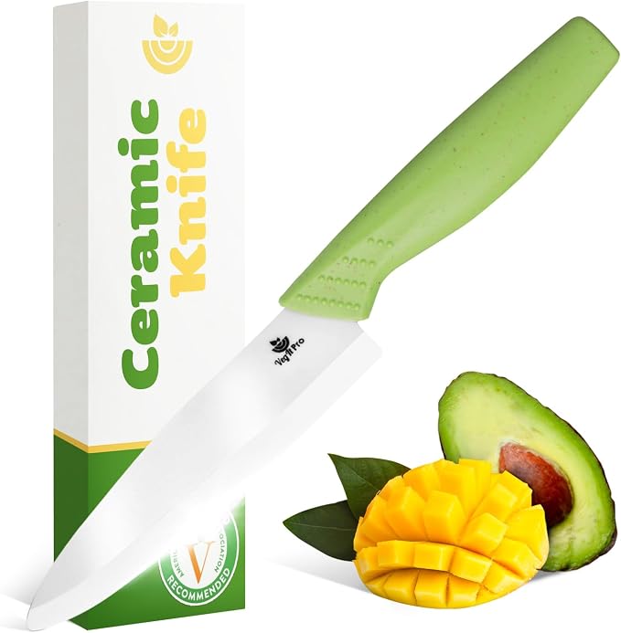 Durable Ceramic Knife for Chopping Vegetables & Fruits, 4” Non-Reactive and by VegItPro