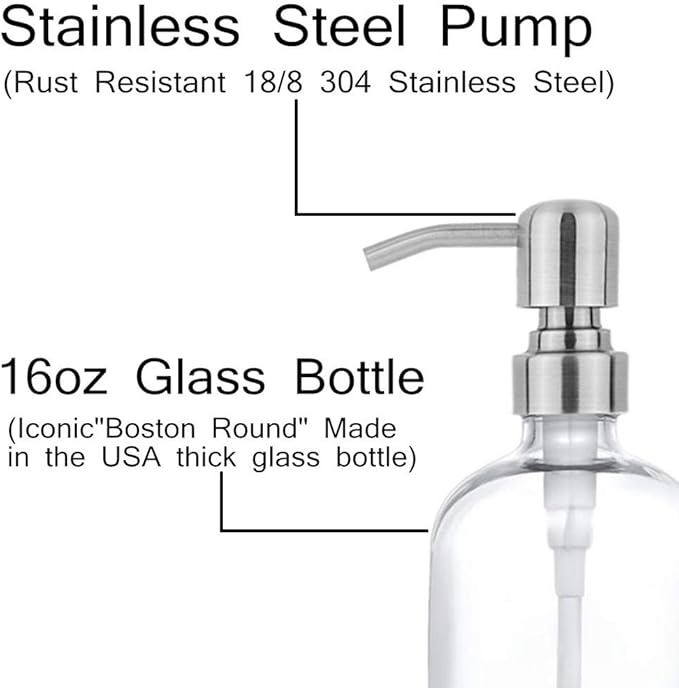 2 Pack Thick Clear Glass Pint Jar Soap Dispenser - Image 3