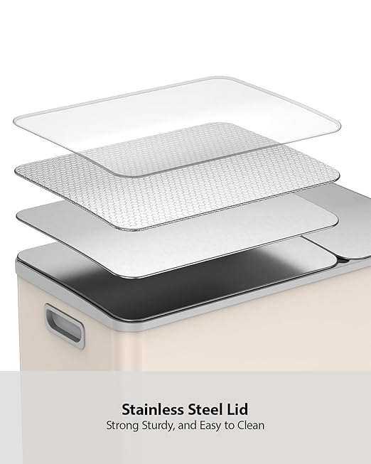Lovewind Double Trash Can Kitchen, 13+5.5 Gallon Stainless Steel Dual Trash and - Image 5
