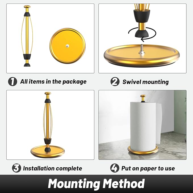 VEHHE Gold Paper Towel Holder Countertop - Image 5