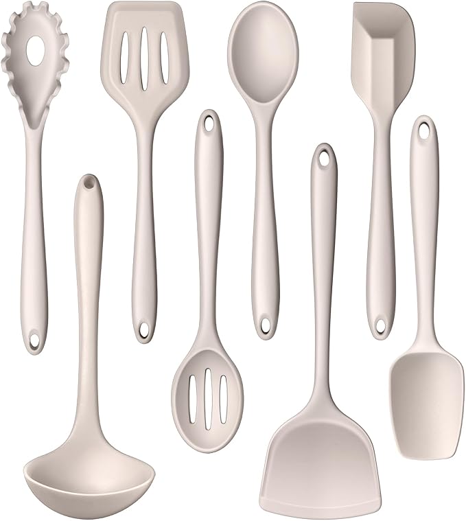 LIANYU 8Pcs Kitchen Cooking Utensils Set, Silicone Cooking Utensil Set by LIANYU