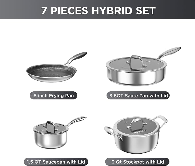 COOKER KING 7 PCS Stainless Steel Cookware Set, Pots and Pans Set Non Stick - Image 6