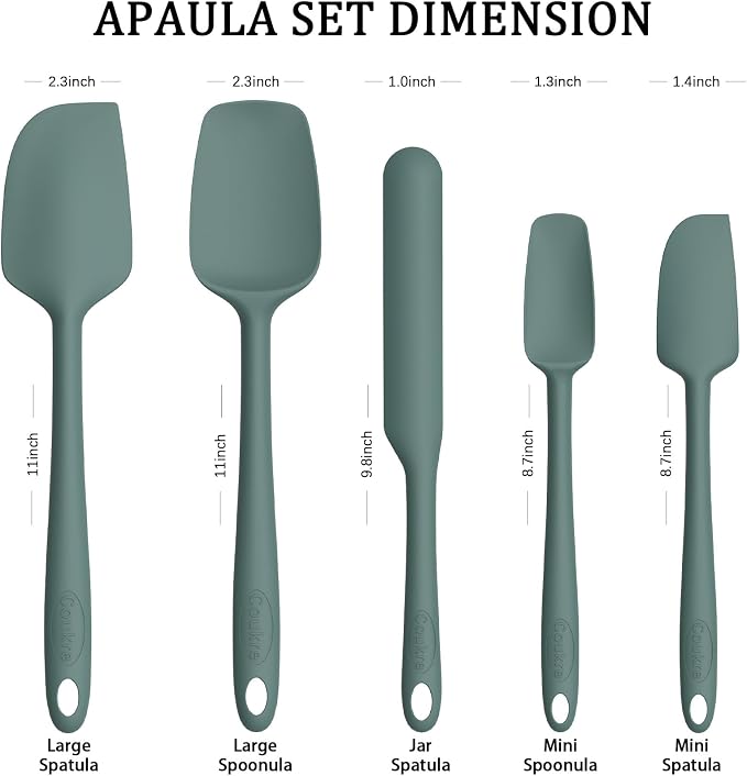 Coukre Silicone Spatula Set of 5, High Temperature Resistant, Food Grade - Image 2