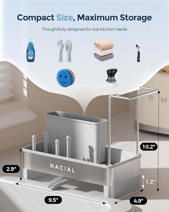 Nacial Sponge Holder for Kitchen Sink, Sink Caddy Organizer - Image 2
