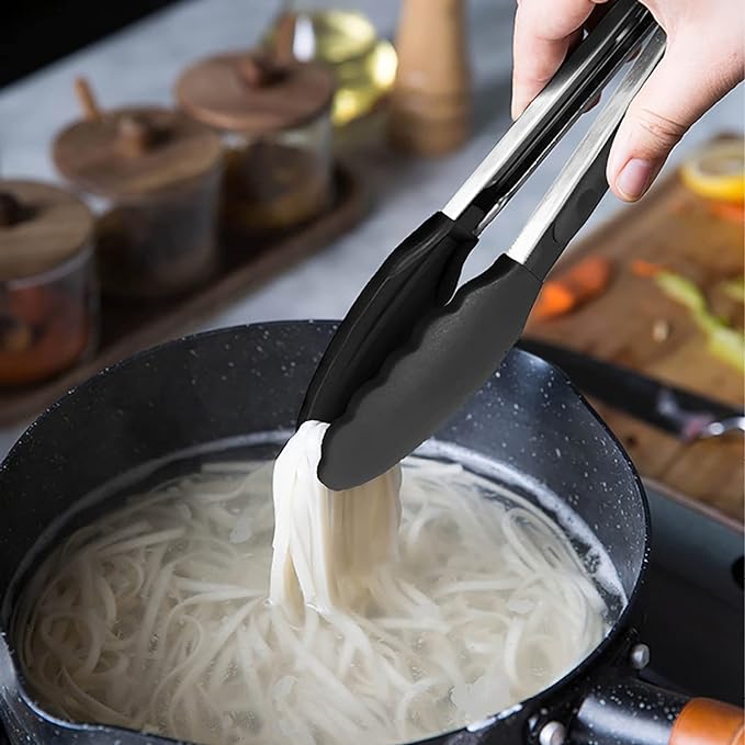 HINMAY Small Silicone Tongs 7-Inch Mini Serving Tongs - Image 6