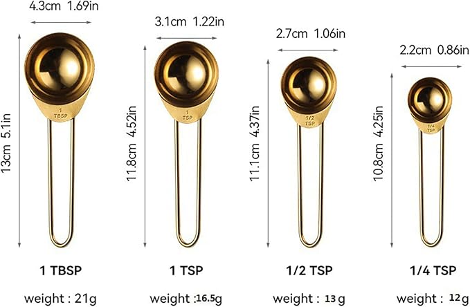 4PCS Gold Stainless Steel Measuring Spoon Set Durable - Image 4