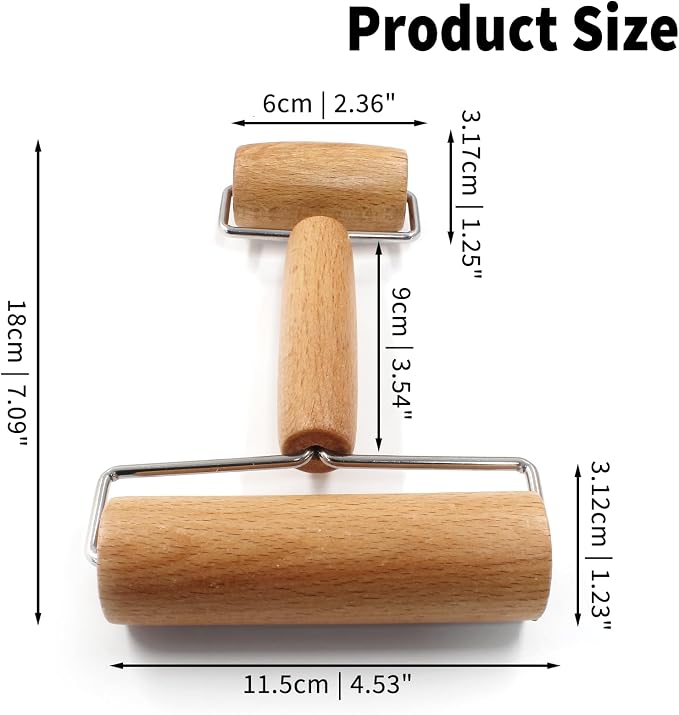 Wooden Rolling Pin, Ergonomic Non-Stick Pizza Baker Dough Pastry Roller - Image 5