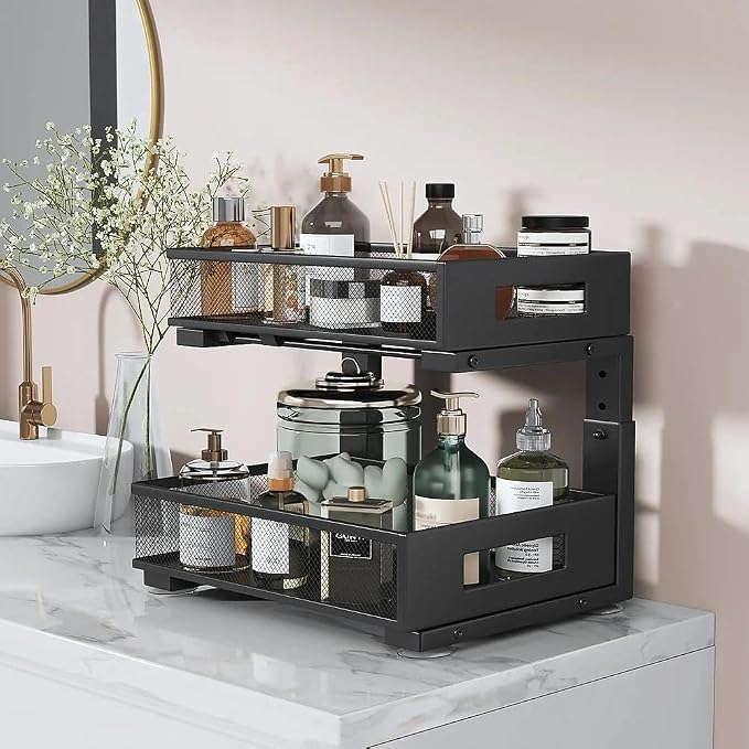 Under Sink Organizer, 2-Tier Dual Pull Out Cabinet Organizer Drawers - Image 5