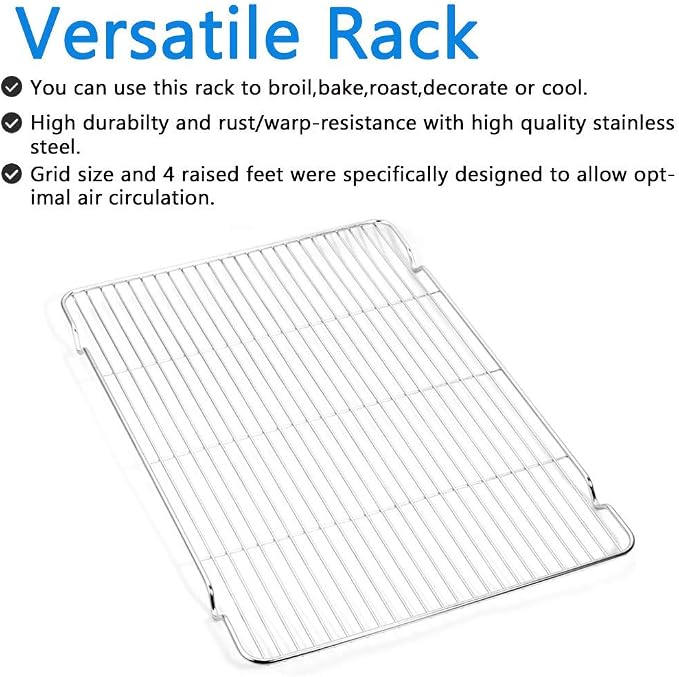 Cookie Sheet and Cooling Rack Set, 16 inch Stainless Steel Baking Pan - Image 5