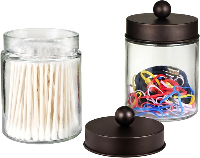 SheeChung Qtip Dispenser Holder 2pcs, Glass Apothecary Jars - Image 5