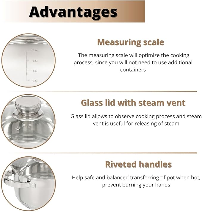 Daniks Standard 7 Quart Stainless Steel Stock Pot - Image 4