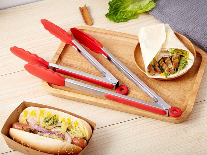 Kitchen Tongs Set of 2 – 9 inch & 12 inch – Stainless Steel Food Tongs - Image 7
