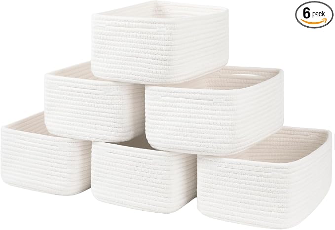 OIASKET 6 Pack Storage Baskets for Shelves, Small Baskets for Shelves, Cute by OIASKET
