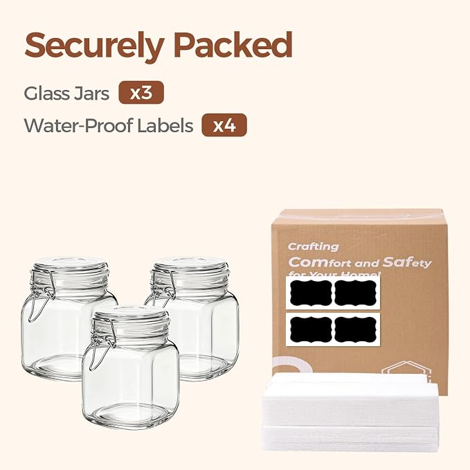 ComSaf 3-Pack Square Glass Coffee Canisters - Image 9