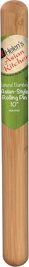 Helen's Asian Kitchen Dumpling Rolling Pin 10-Inches Natural Bamboo by HelensAsianKitchen
