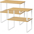 NEX Bamboo Kitchen Cabinet and Counter Shelf Organizer, Stackable & Expandable by NEX