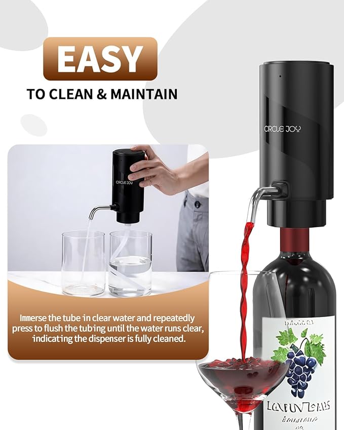 CIRCLE JOY Electric Wine Aerator Pourer, Rechargeable Automatic Wine Decanter - Image 6