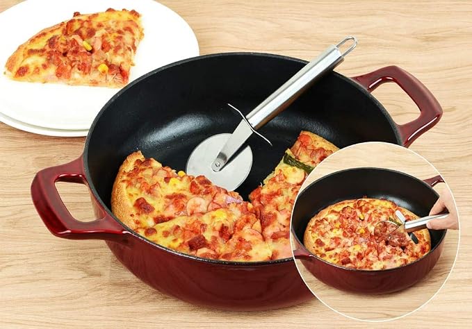 La Cuisine Enameled Cast Iron Braiser Shallow Dutch Oven Braising Sauté Pan - Image 4