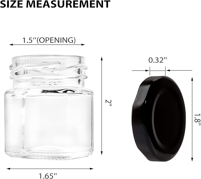 1.5 OZ Mini Hexagon Glass Jars, 48 Pack Empty Honey Jars Small Spice Jars - Image 3