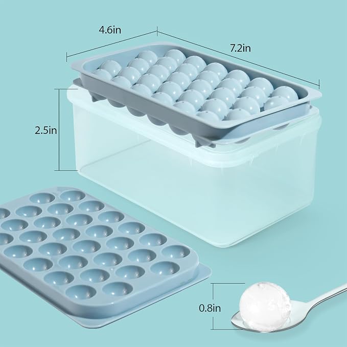 Ice Cube Trays with Lid and Bin, 0.8 IN Small Round Ice Cube Mold - Image 5