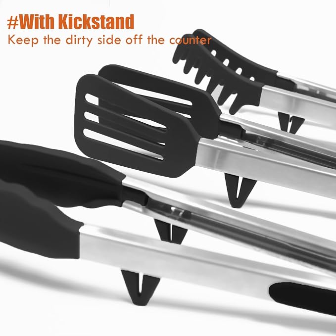 Tongs for Cooking, Food Grade Serving Tongs Set of 3 - Image 2
