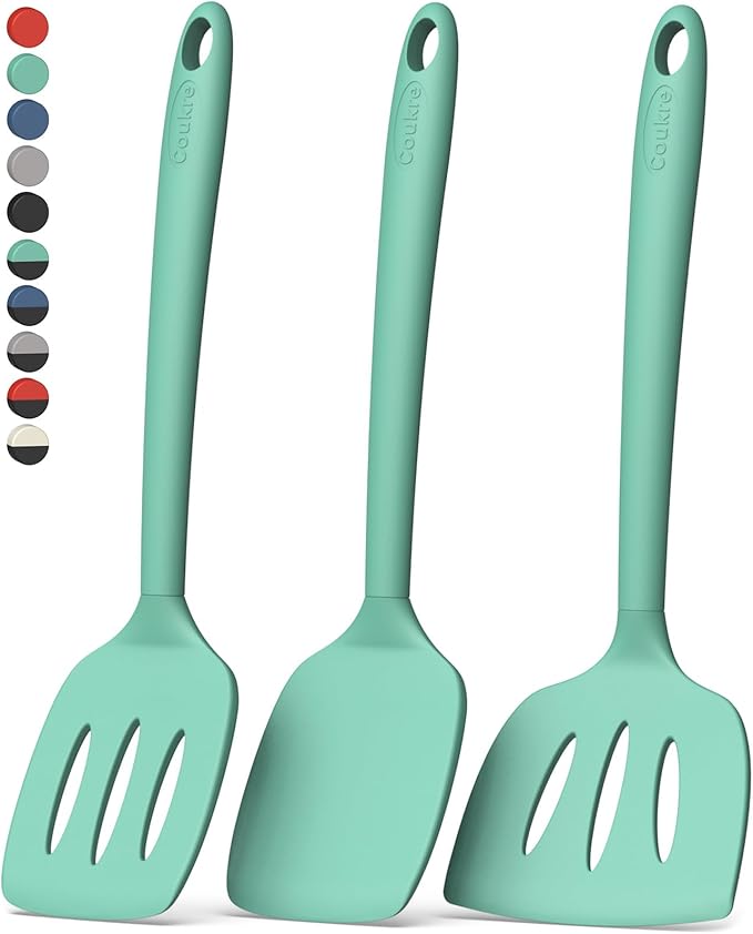 Coukre 3 Pack Silicone Spatula Set, High Heat Resistant, Fish Spatula, Solid & by Coukre