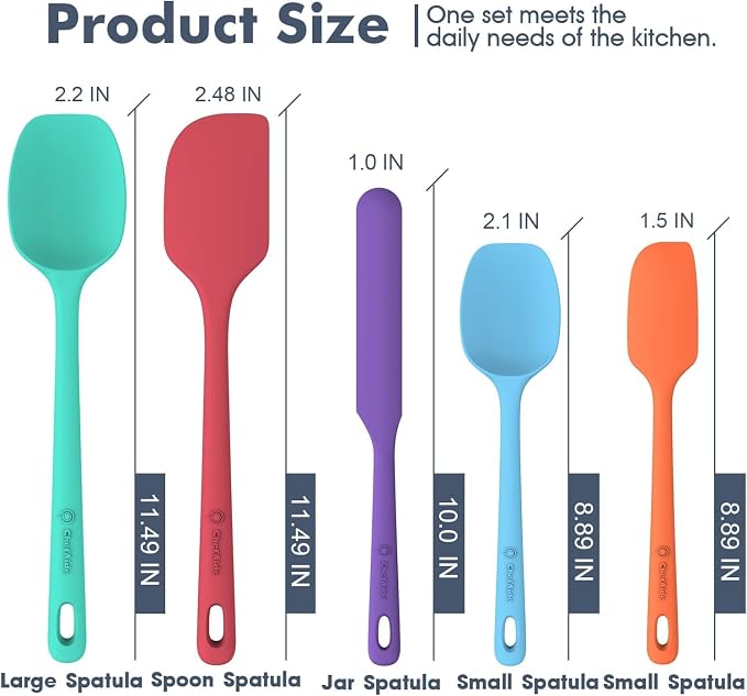 ChefAide 5 Pieces Silicone Spatula Set, Food Grade Rubber Spatula, Upgrade - Image 2
