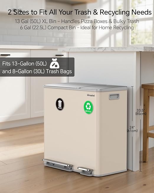 Lovewind Dual Trash and Recycling Bins - Image 3