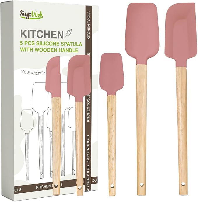 Silicone Spatula Set, Food Grade Rubber Spatula-5 Piece Nonstick Rubber Spatulas by HighQualityKitchenAccessory