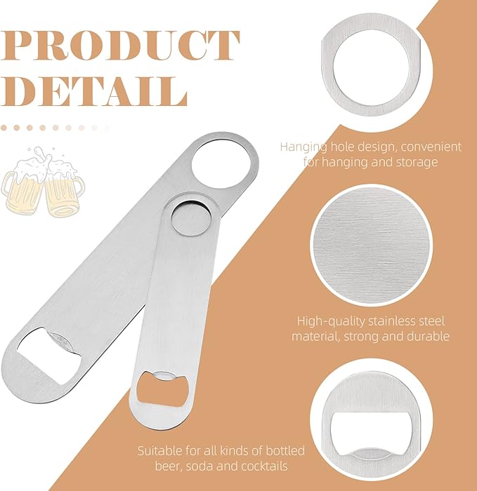 24 Pack Flat Beer Bottle Opener 7 inch Heavy Duty Stainless Steel Flat Bottle - Image 3