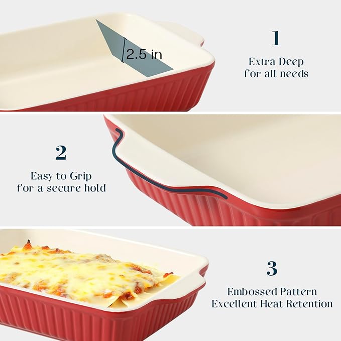 DOWAN Casserole Dishes for Oven, 135 oz Capacity - Image 3