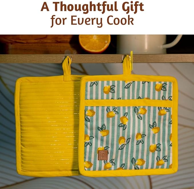 Folkulture Pot Holders for Kitchen | Pack of 2 Ribbed Soft Silicone Hot Pads - Image 8