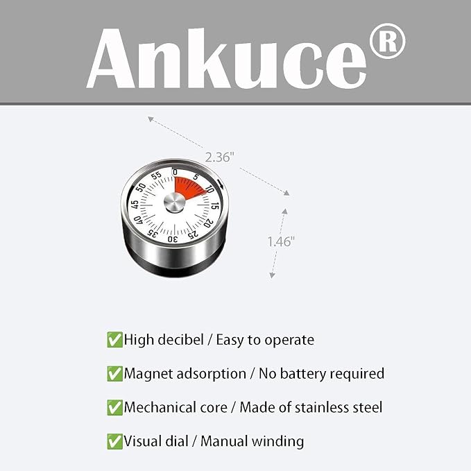 Digital Kitchen Timer for Cooking, Loud Alarm, Magnetic Back - Image 2