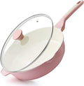 SENSARTE Nonstick Skillet with Lid 12-inch, 5QT Ceramic Deep Frying Pan by SENSARTE