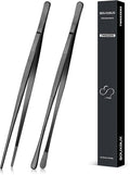 2 Pcs 10-inch Cooking Tweezers Tongs Precision Serrated Tips, Stainless Steel by SOUXMUX