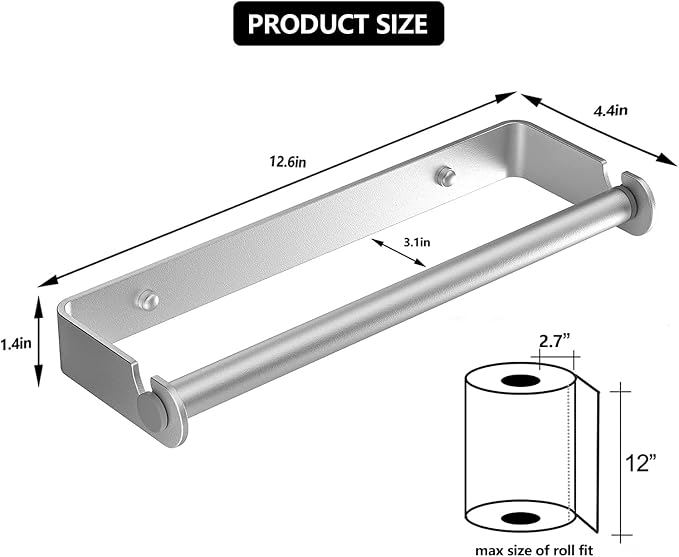 Aheucndg Paper Towel Holder Wall Mount, Self Adhesive or Drill Mounting Paper - Image 3