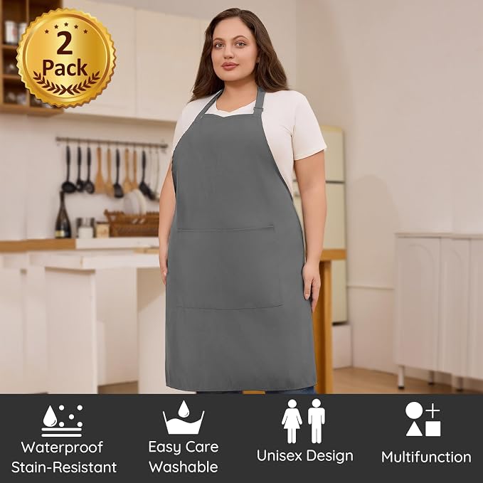 2 Pcs Plus Size Chef Apron, Unisex Professional Apron - Image 2