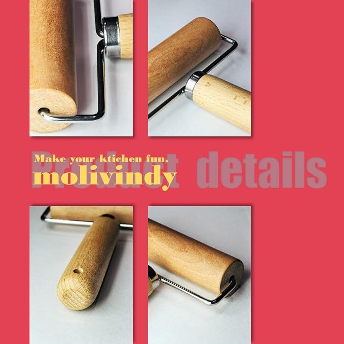 Small Rolling Pin, Wooden Dough Roller, Non-Stick Pizza Roller, Dough Baker - Image 3