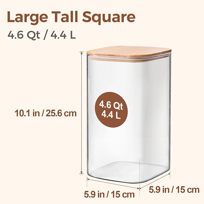 ComSaf 1.2 Gallon Wide Mouth Flour Sugar Storage Containers 2 Pcs, 4.6 Qt Glass - Image 2