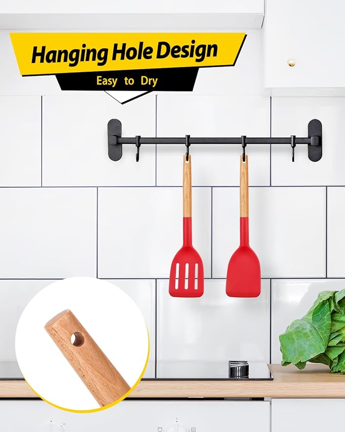 Pack of 2 Silicone Cooking Spatula, Heat Resistant Solid Turner, Non Stick - Image 6
