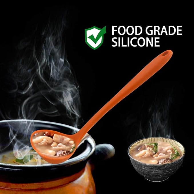 uxcell Silicone Soup Ladle Spoon 8.5 Inch Heat Resistant to 450°F One Piece - Image 7