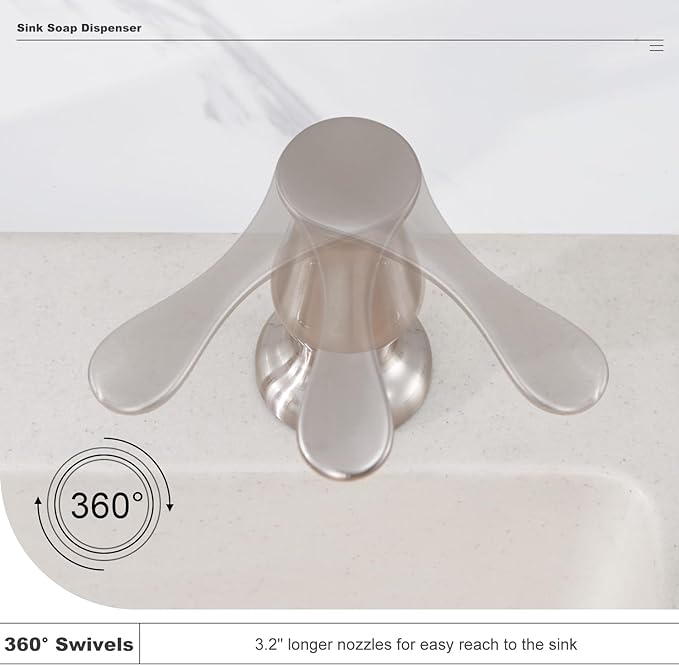 GAGALIFE Kitchen Sink Soap Dispenser Brushed Nickel, Under Sink Soap Dispenser - Image 4