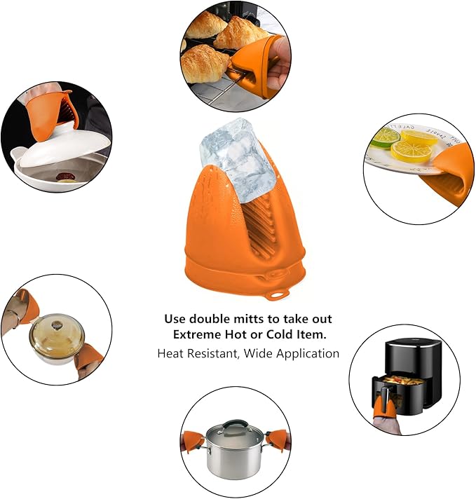 Oven Mitts Silicone Pot Holders Set Heat Resistant - Image 4