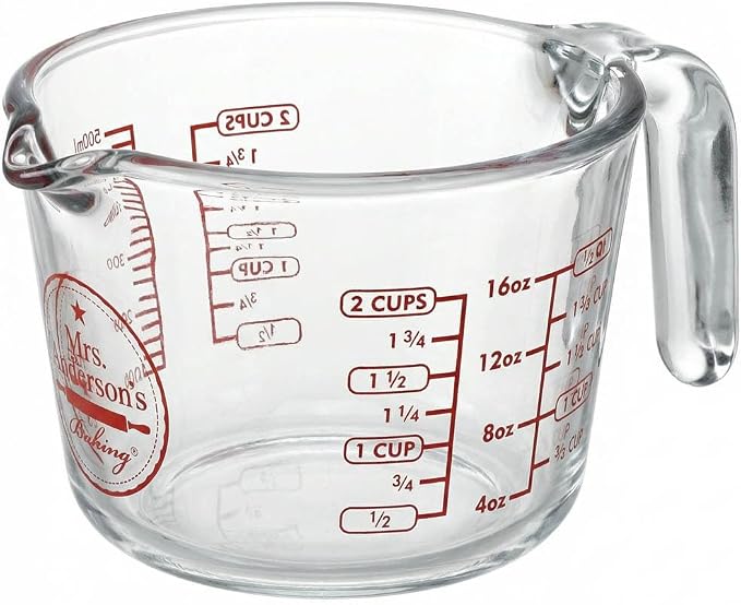 Mrs. Anderson's Baking Glass Measuring Cup, Borosilicate Glass, Precision by MrsAndersonsBaking