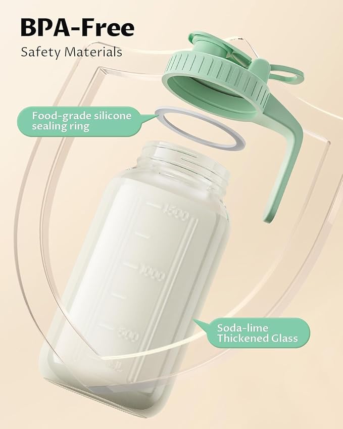 2 Pack - 64oz Glass Breast Milk Pitcher - Wide Mouth - Image 3