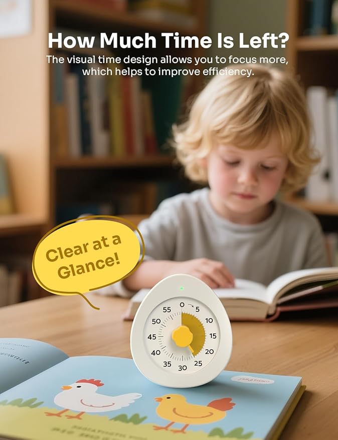 LIORQUE Visual Timer for Kids, 60-Minute Countdown Kitchen Timers for Cooking - Image 7