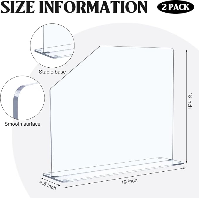 Vesici 2 Pcs Clear Acrylic Sink Splash Guard Freestanding Panel Barrier - Image 2